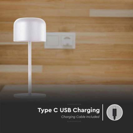 LED Candeeiro de mesa tácil recarregável com regulação LED/1,5W/5V 2700-5700K IP54 2200 mAh branco