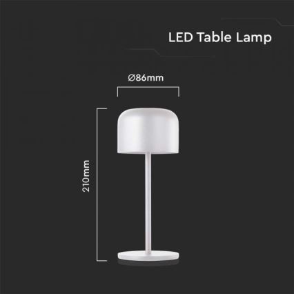 LED Candeeiro de mesa tácil recarregável com regulação LED/1,5W/5V 2700-5700K IP54 2200 mAh branco