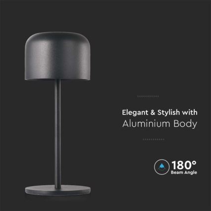 LED Candeeiro de mesa tácil recarregável com regulação LED/1,5W/5V 2700-5700K IP54 2200 mAh preto