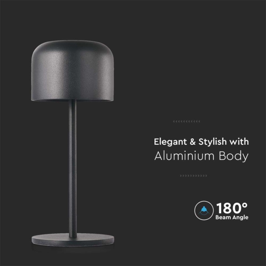 LED Candeeiro de mesa tácil recarregável com regulação LED/1,5W/5V 2700-5700K IP54 2200 mAh preto