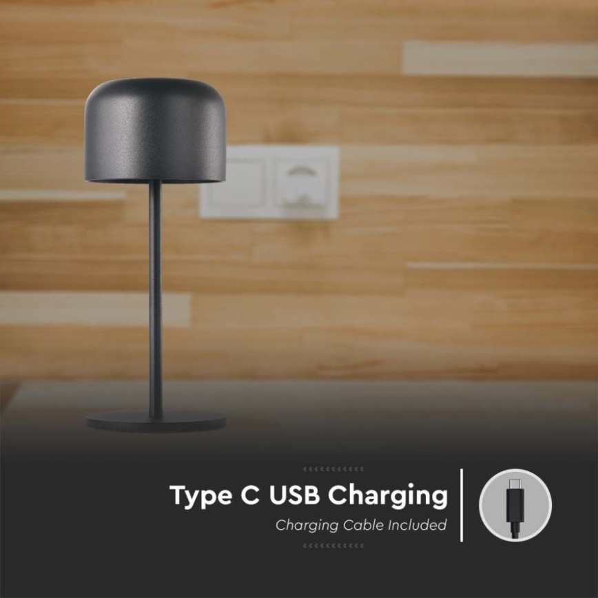 LED Candeeiro de mesa tácil recarregável com regulação LED/1,5W/5V 2700-5700K IP54 2200 mAh preto
