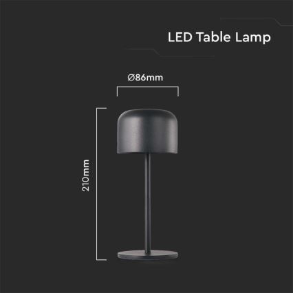 LED Candeeiro de mesa tácil recarregável com regulação LED/1,5W/5V 2700-5700K IP54 2200 mAh preto