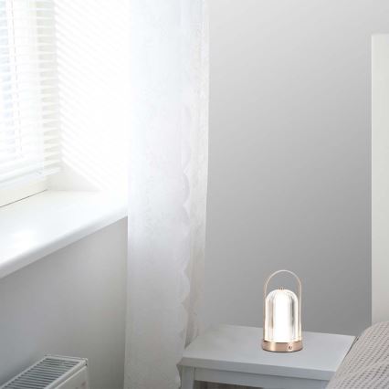 LED Candeeiro de mesa tácil recarregável com regulação LED/1W/5V 3000-6000K 1800 mAh cobre