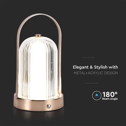 LED Candeeiro de mesa tácil recarregável com regulação LED/1W/5V 3000-6000K 1800 mAh cobre