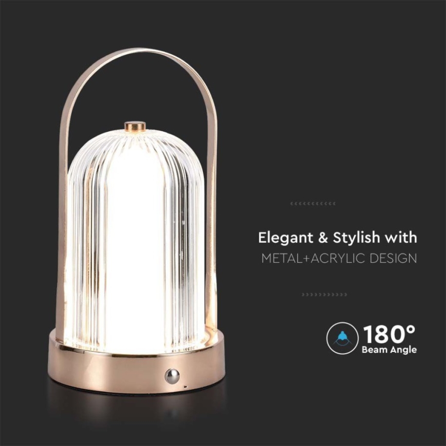 LED Candeeiro de mesa tácil recarregável com regulação LED/1W/5V 3000-6000K 1800 mAh cobre
