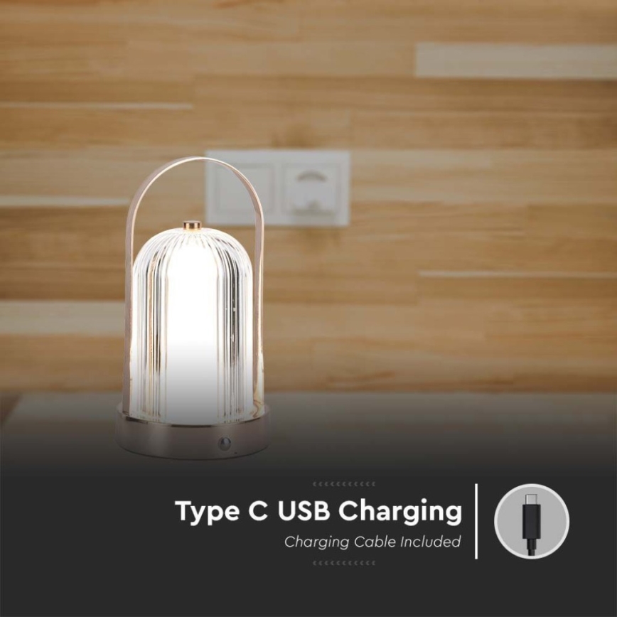 LED Candeeiro de mesa tácil recarregável com regulação LED/1W/5V 3000-6000K 1800 mAh cobre
