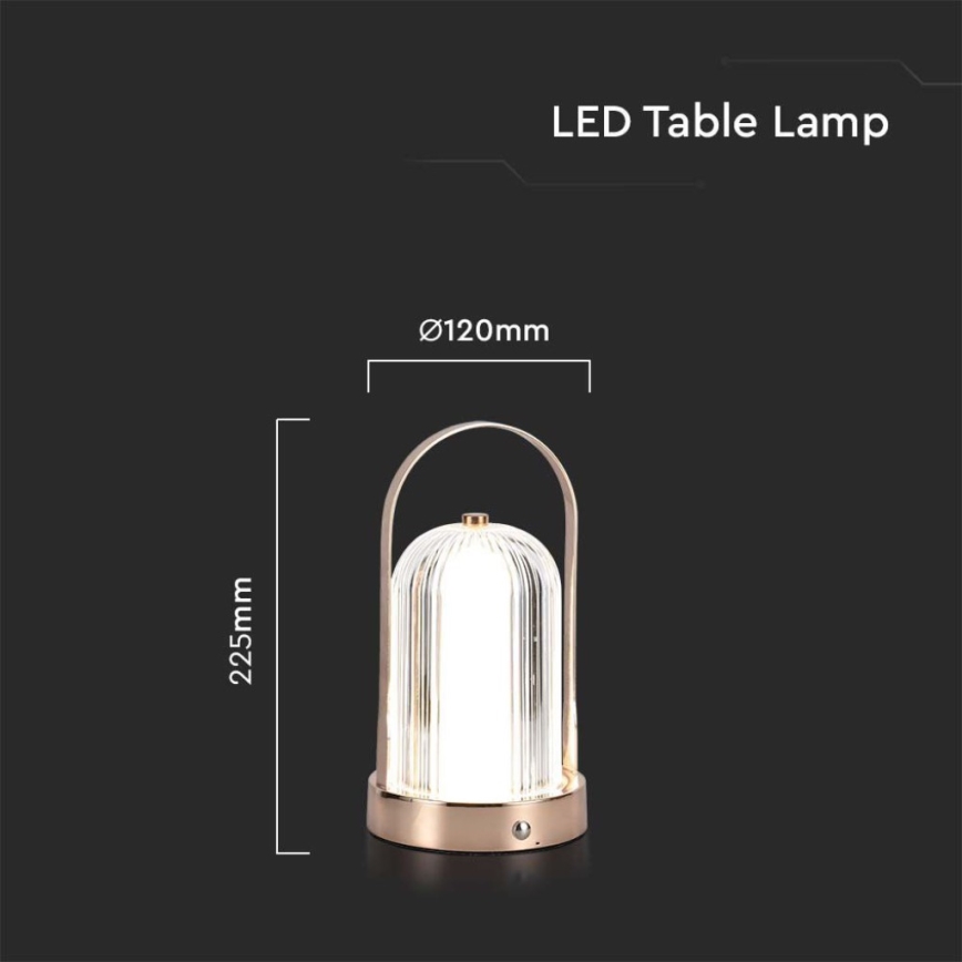 LED Candeeiro de mesa tácil recarregável com regulação LED/1W/5V 3000-6000K 1800 mAh cobre