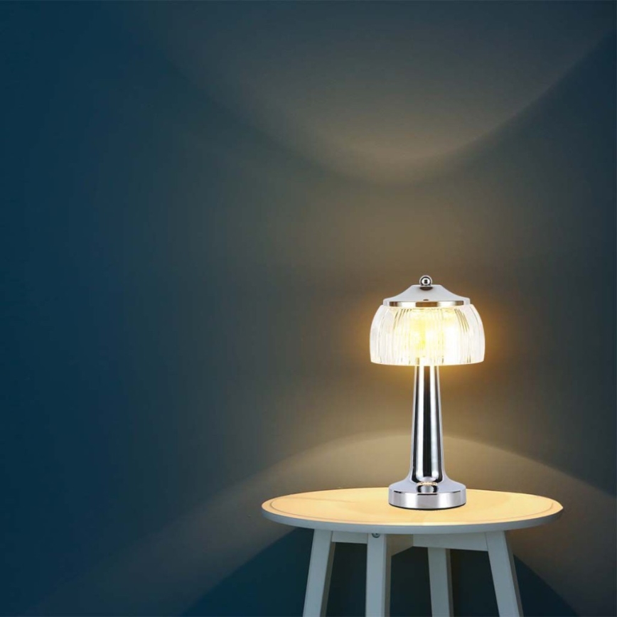 Candeeiro de mesa tátil LED com regulação LED/1W/5V 3000-6000K 1800 mAh cromado brilhante
