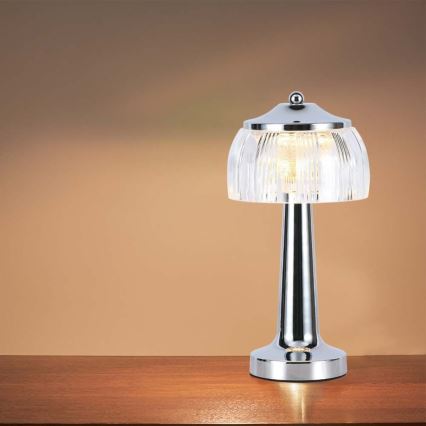 Candeeiro de mesa tátil LED com regulação LED/1W/5V 3000-6000K 1800 mAh cromado brilhante