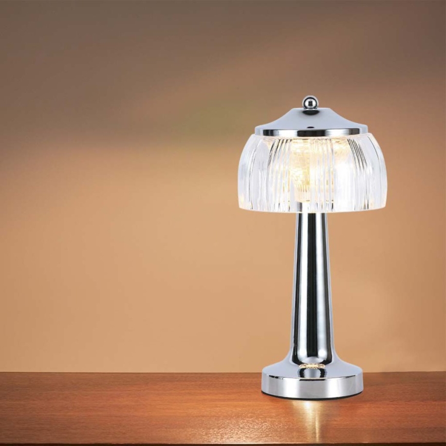 Candeeiro de mesa tátil LED com regulação LED/1W/5V 3000-6000K 1800 mAh cromado brilhante