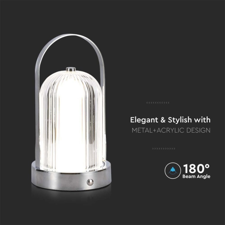 Candeeiro de mesa tátil LED com regulação LED/1W/5V 3000-6000K 1800 mAh cromado mate