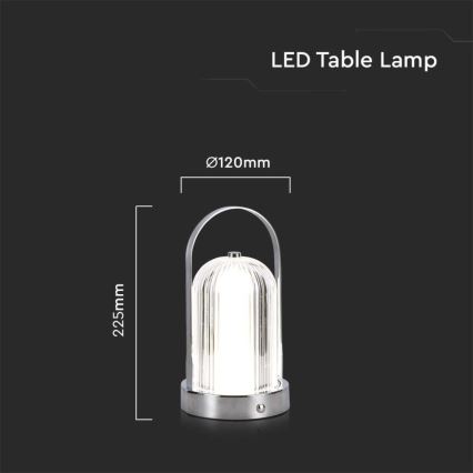 Candeeiro de mesa tátil LED com regulação LED/1W/5V 3000-6000K 1800 mAh cromado mate