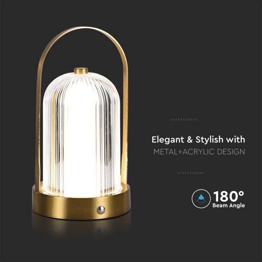 LED Candeeiro de mesa tácil recarregável com regulação LED/1W/5V 3000-6000K 1800 mAh dourada