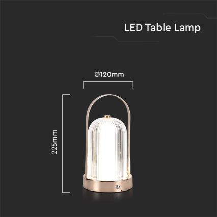 LED Candeeiro de mesa tácil recarregável com regulação LED/1W/5V 3000-6000K 1800 mAh dourada