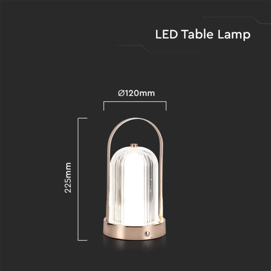 LED Candeeiro de mesa tácil recarregável com regulação LED/1W/5V 3000-6000K 1800 mAh dourada