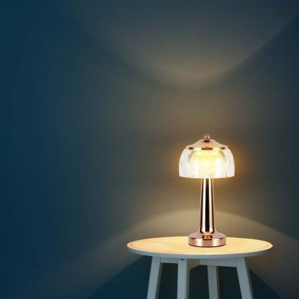 LED Candeeiro de mesa tácil recarregável com regulação LED/1W/5V 3000-6000K 1800 mAh Rosa dourado