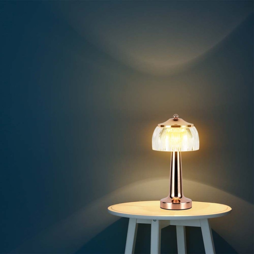 LED Candeeiro de mesa tácil recarregável com regulação LED/1W/5V 3000-6000K 1800 mAh Rosa dourado