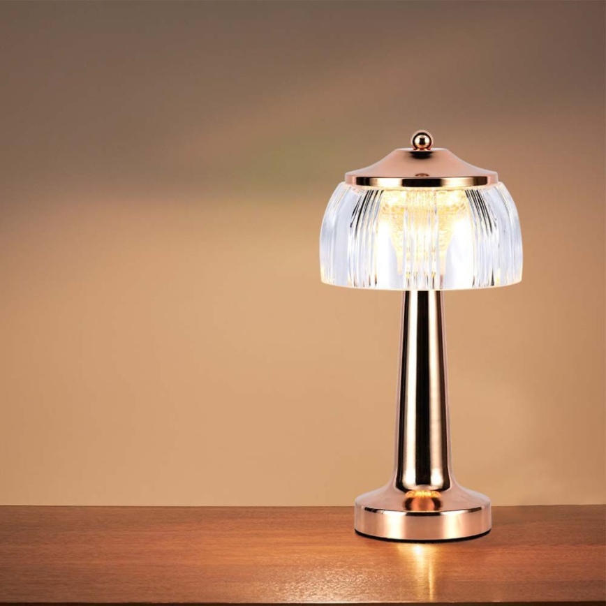 LED Candeeiro de mesa tácil recarregável com regulação LED/1W/5V 3000-6000K 1800 mAh Rosa dourado