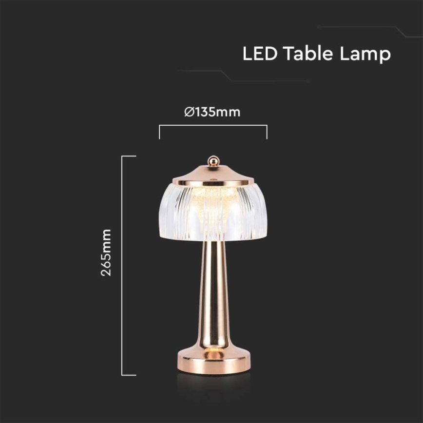 LED Candeeiro de mesa tácil recarregável com regulação LED/1W/5V 3000-6000K 1800 mAh Rosa dourado