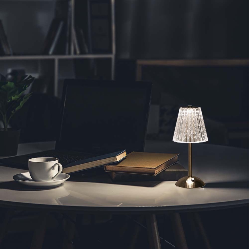 Candeeiro de mesa tátil LED com regulação LED/2,4W/5V 3000-6000K 1800 mAh cromado brilhante