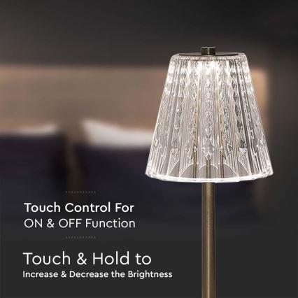Candeeiro de mesa tátil LED com regulação LED/2,4W/5V 3000-6000K 1800 mAh cromado brilhante
