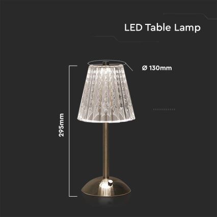Candeeiro de mesa tátil LED com regulação LED/2,4W/5V 3000-6000K 1800 mAh cromado brilhante
