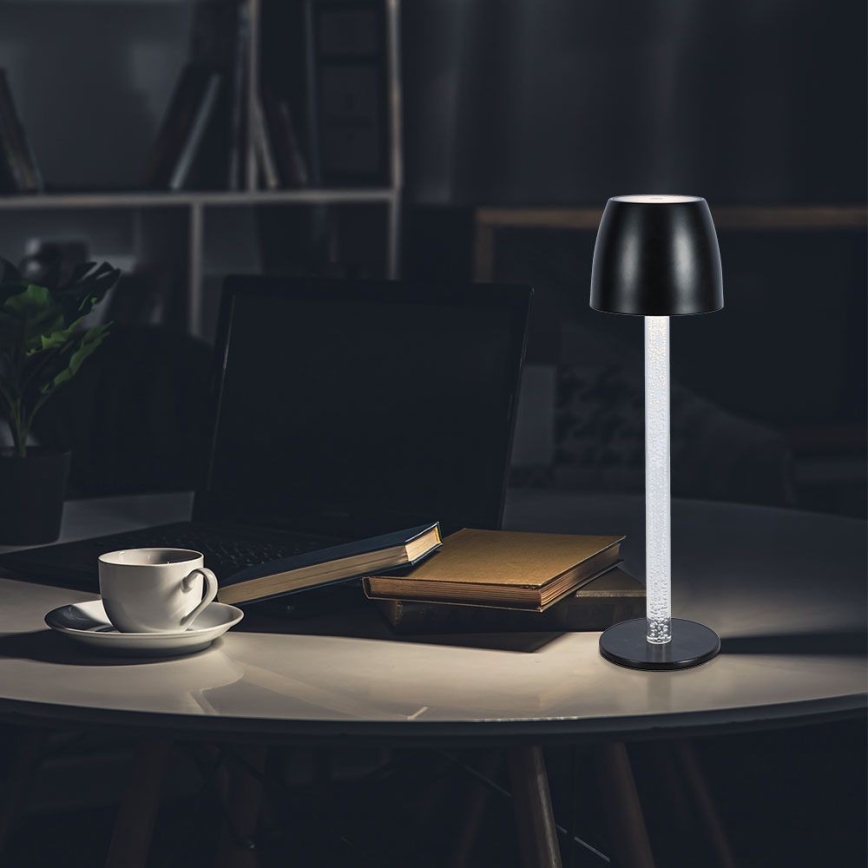 Candeeiro de mesa tátil LED com regulação LED/3W/5V 3000K 1800 mAh preto