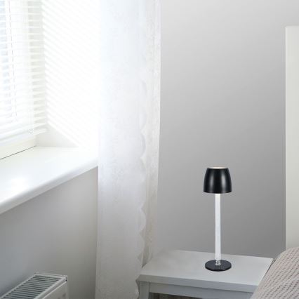 Candeeiro de mesa tátil LED com regulação LED/3W/5V 3000K 1800 mAh preto