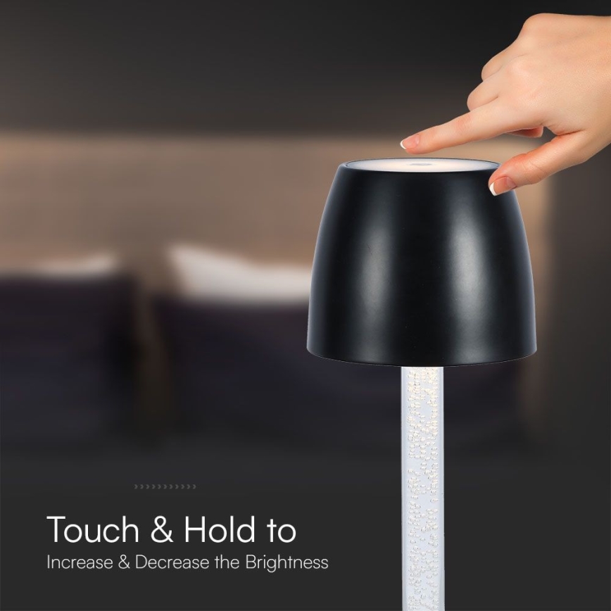 Candeeiro de mesa tátil LED com regulação LED/3W/5V 3000K 1800 mAh preto