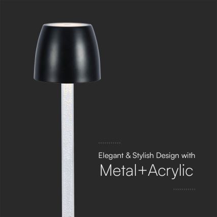 Candeeiro de mesa tátil LED com regulação LED/3W/5V 3000K 1800 mAh preto