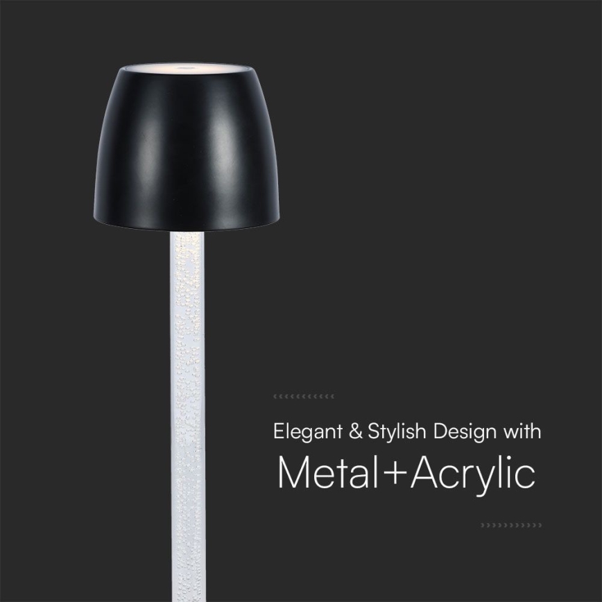Candeeiro de mesa tátil LED com regulação LED/3W/5V 3000K 1800 mAh preto