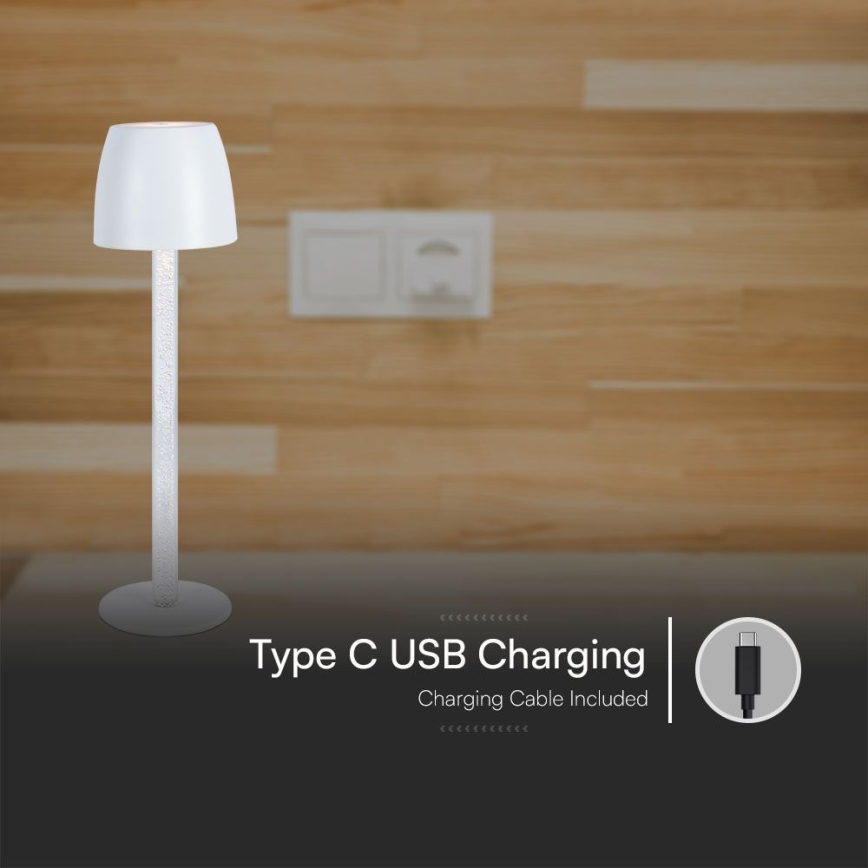 Candeeiro de mesa tátil LED com regulação LED/3W/5V 3000K 1800 mAh preto