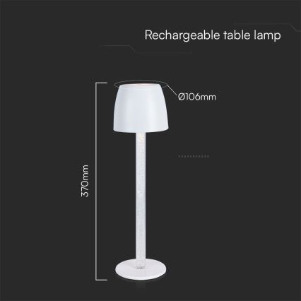 Candeeiro de mesa tátil LED com regulação LED/3W/5V 3000K 1800 mAh preto