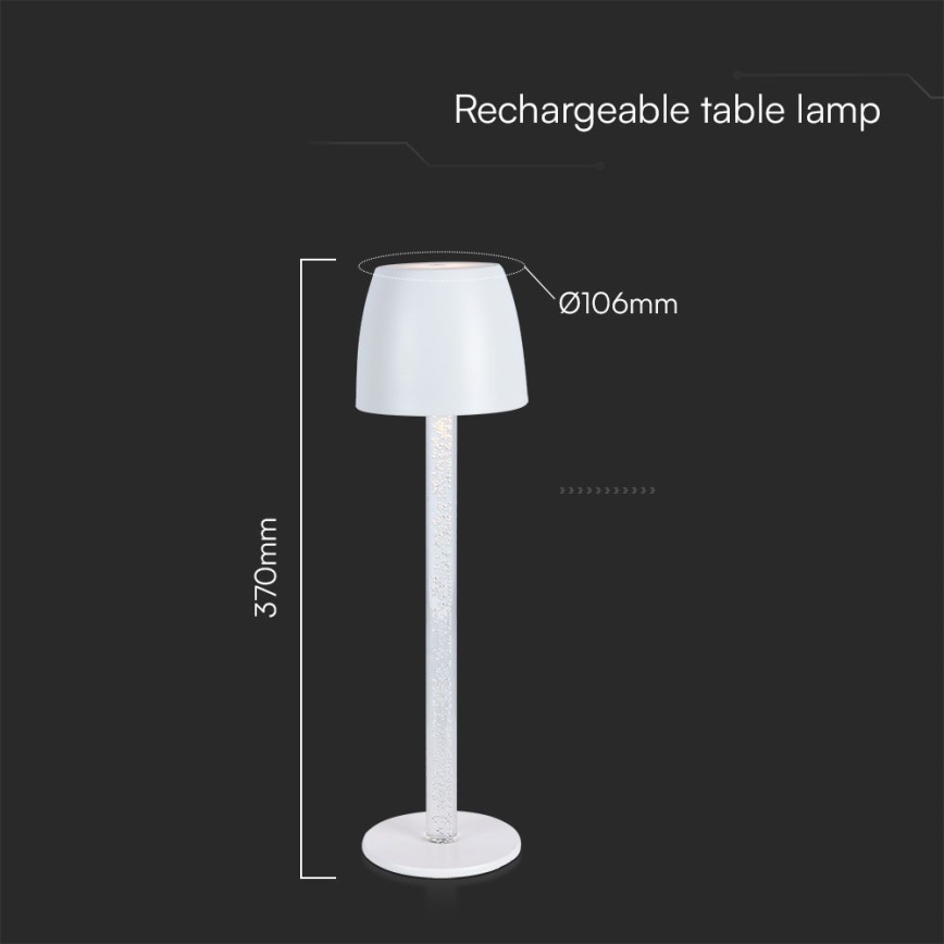 Candeeiro de mesa tátil LED com regulação LED/3W/5V 3000K 1800 mAh preto