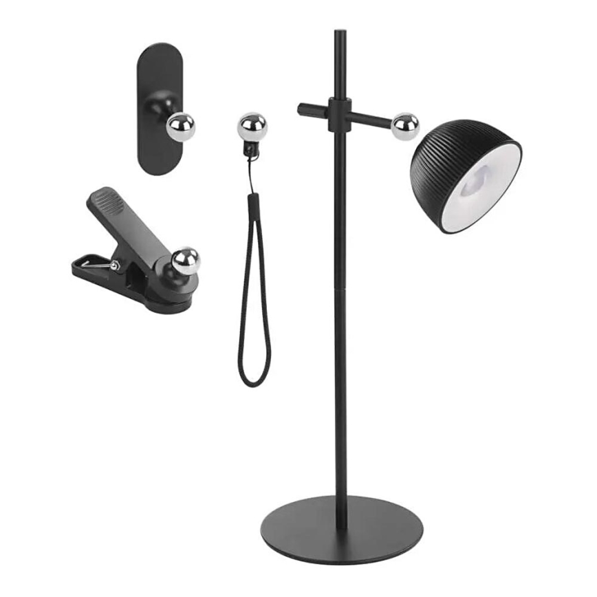 Candeeiro de mesa LED com regulação magnético 4em1 LED/4,2W/3,7V 4000K 1200mAh preto
