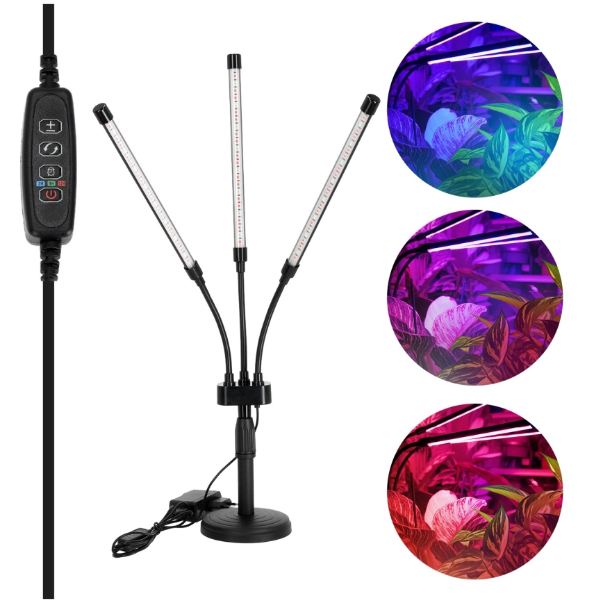 LED Regulação flexible candeeiro de mesa para o cultivo de plantas VITARO 3xLED/10W/230V preto