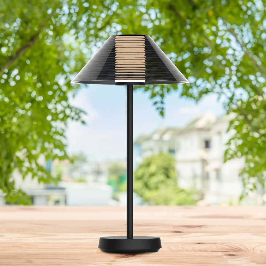 Candeeiro de mesa LED para exterior tátil com regulação SERENGETI LED/3,4W/5V USB 3600 mAh IP44 preto