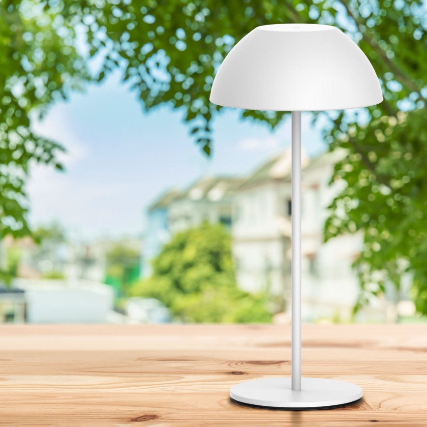 Candeeiro de mesa LED para exterior tátil com regulação TANZANIA LED/1,8W/5V USB 1800 mAh IP44 branco