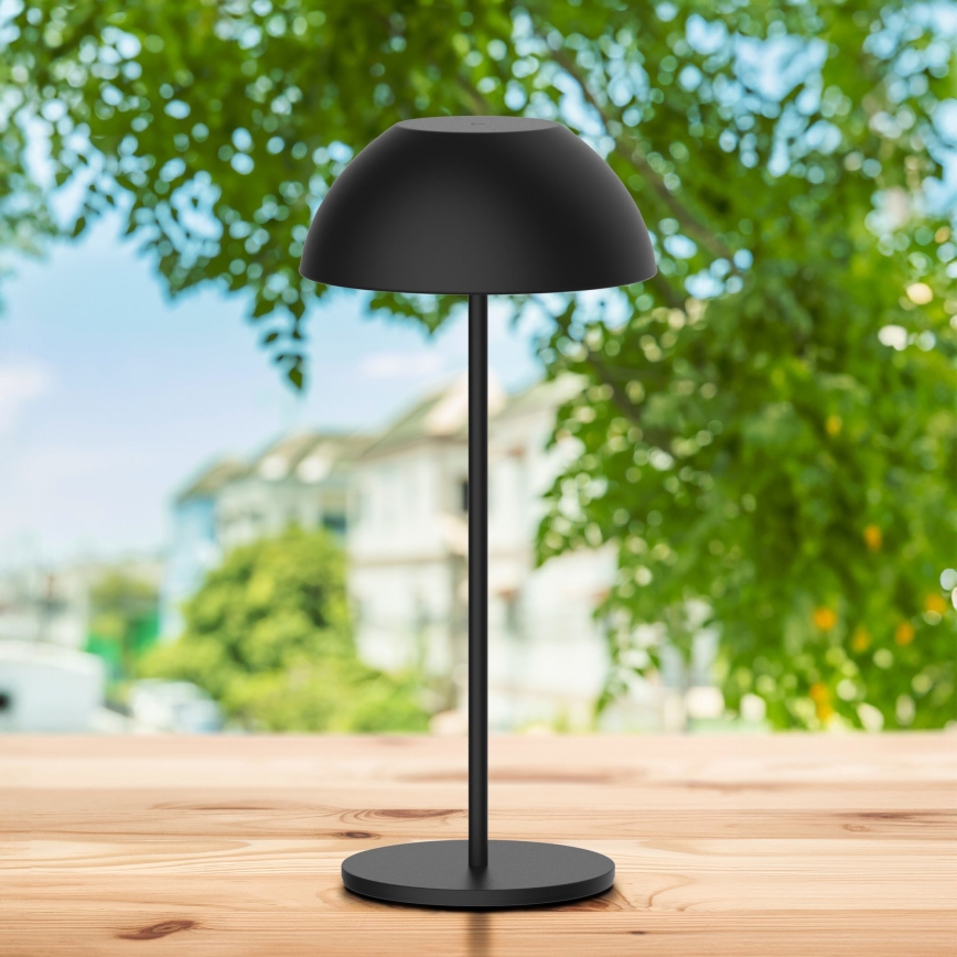 Candeeiro de mesa LED para exterior tátil com regulação TANZANIA LED/1,8W/5V USB 1800 mAh IP44 preto