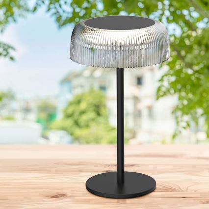 Candeeiro de mesa LED para exterior tátil com regulação TRYPOLIS LED/2W/5V USB 1800 mAh IP44 preto