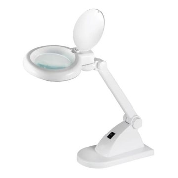 Candeeiro de mesa LED com uma lupa LED/6W/230V branco