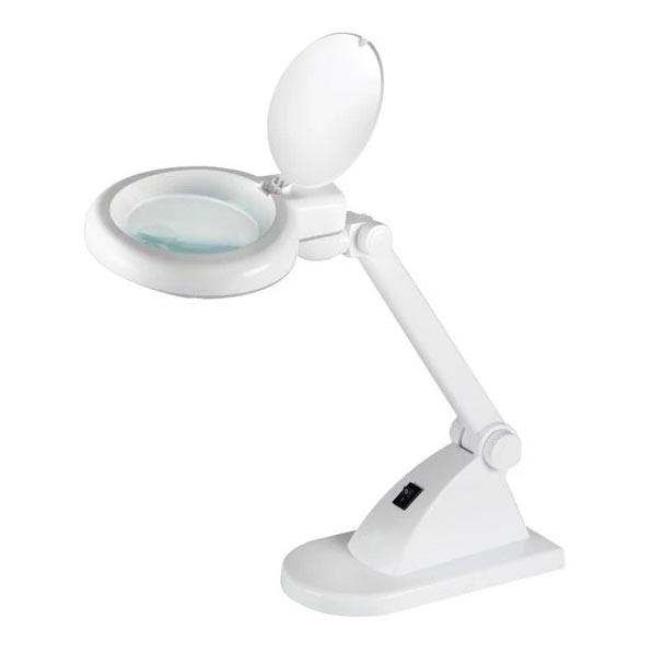 Candeeiro de mesa LED com uma lupa LED/6W/230V branco