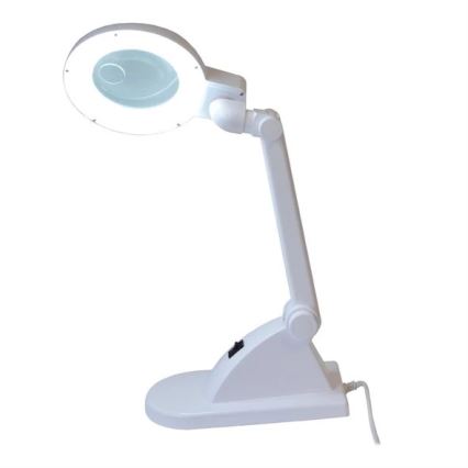 Candeeiro de mesa LED com uma lupa LED/6W/230V branco