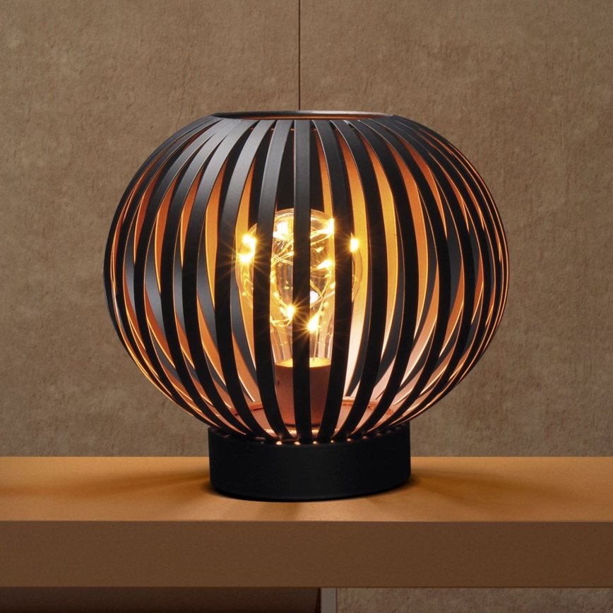Candeeiro de mesa LED decorativo LED/3xAA preto/cobre