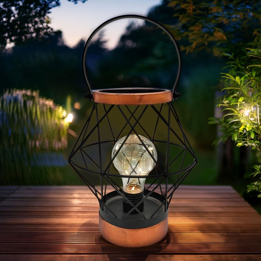 Candeeiro de mesa LED decorativo LED/3xAA preto/cobre