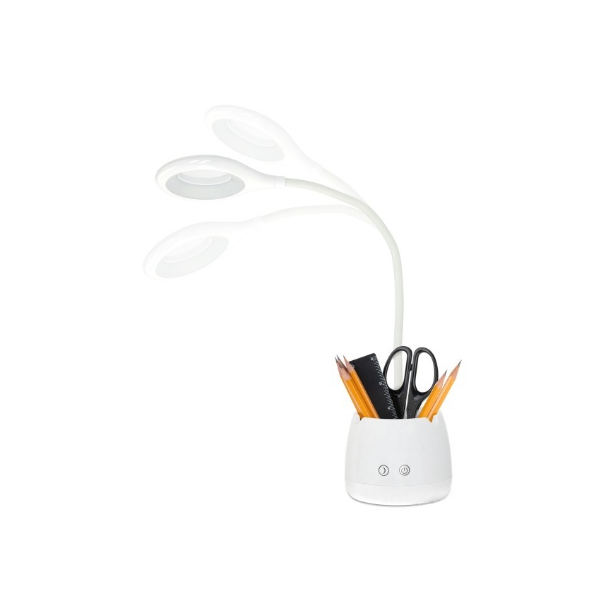 Candeeiro de mesa LED flexível com regulação LUSIA LED/5W/5V 3000/4000K 1200 mAh branco