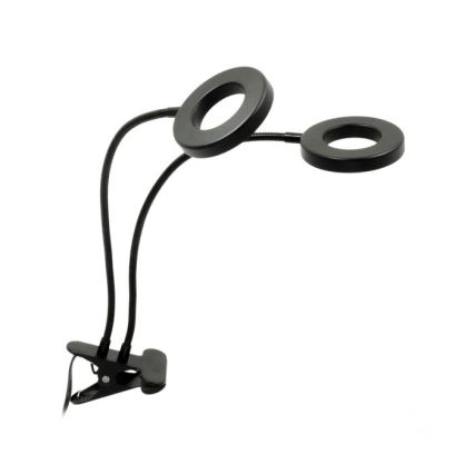 Candeeiro de mesa LED flexível regulável com clip para plantas de cultivo VITARO 2xLED/4W/230V preto