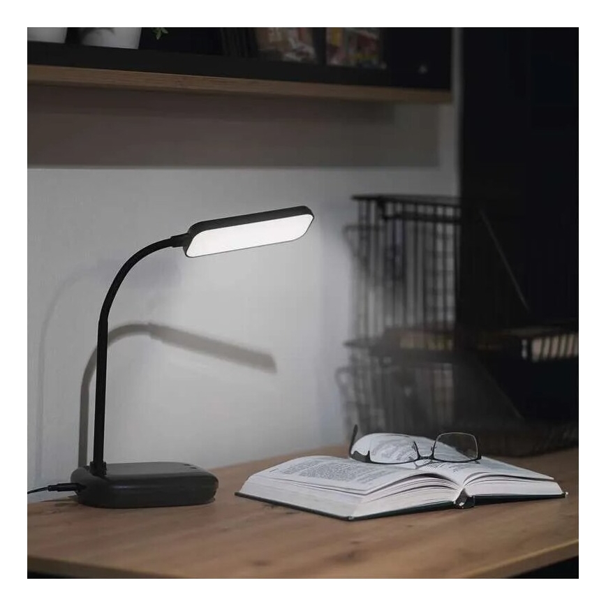 Candeeiro de mesa LED flexível regulável LED/12W/230V 3000K/4000K/6500K preto