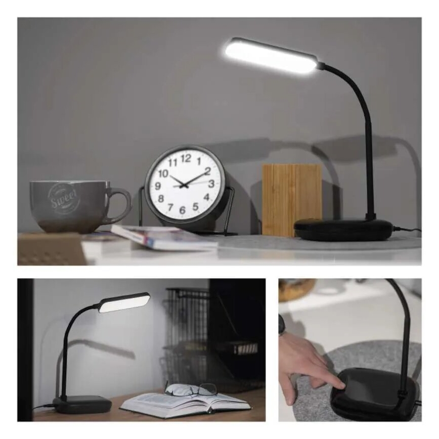 Candeeiro de mesa LED flexível regulável LED/12W/230V 3000K/4000K/6500K preto