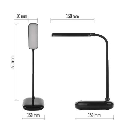 Candeeiro de mesa LED flexível regulável LED/12W/230V 3000K/4000K/6500K preto
